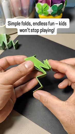 This origami frog is a super fun craft that really jumps when pressed! Kids will love folding their own frogs and then racing them with friends or family. It’s an easy paper toy that combines crafting with play, helping children improve fine motor skills, focus, and coordination — all while having loads of fun. Keywords: origami frog, jumping paper frog, DIY toy, easy kids craft, paper animal, fun kids activity, fine motor skills, coordination, screen free play, origami race | GenioKid - Early L