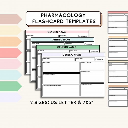 Pharmacology Flashcard Template for Nursing Student Drug Flashcard Template for Nurse Drug Card Template for NCLEX Studying - Etsy
