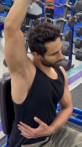Every rep counts 🔥 Indian model Karan Oberoi is at the gym performing single-hand triceps overhead dumbbell extensions, focusing on high-rep sets with medium weights to maximize results. Known for his dedication to fitness, fitness and fashion model, Karan Oberoi lives by the philosophy of pushing through more reps, emphasizing good cardio, a proper diet, and adequate rest for a balanced approach to fitness. If you are Inspired by his fitness videos and you're a fan of his workout routines, mak