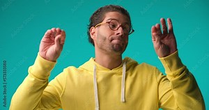 casual man gesturing with hands a long yapping speech and feeling bored