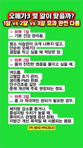 오메가3 목적별 정확한 섭취량 가이드