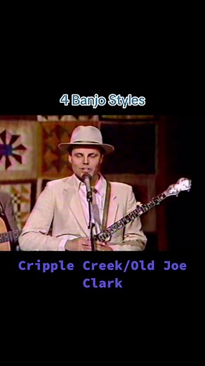 David Holt playing the old-time (back of the hand or finger going downward) or clawhammer picking style of banjo, Steve Sutton playing the two finger style of banjo picking (thumb and index finger with picks), Marc Pruett playing the three finger style of banjo picking (thumb, index and middle fingers with picks) then Bucky Hanks playing the melodic style of banjo picking ( which is an offspring of three finger style of banjo picking but playing intricate notes often found in fiddle tunes) Also 