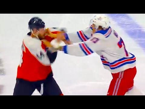 Matt Rempe Nicolas Deslauriers Fight (FULL CLIP) - Rangers vs Flyers - NHL Highlights)