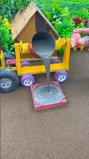 😳 Tiny Tractor Builds Real Cement Pillar! | Next Level DIY Mini Construction 🚜 #shorts