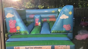 3.4K views · 3 comments |  Brand New   Peppa Pig  Here is our new Peppa Pig low height 12x15ft Bouncy Castle £55 for up to 7 hours play time perfect for indoors this winter ❄️ Www.goodtimeinflatables.co.uk | Good Time Inflatables Bouncy Castle & Hot Tub Hire | Facebook
