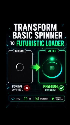 How to transforn a boring spinner into pro ui | Html Css Js ✨#coding #tutorial #loadingscreens