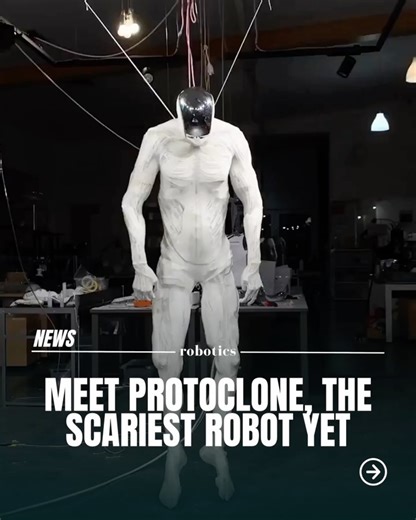 Robotics on Instagram: "Clone Robotics’ Protoclone is what happens when humanoids stop looking like machines and start looking like biology. Instead of rigid joints and metal frames, it’s built around a muscle-like system designed to move with human-style fluidity. The era of “robots that walk” is over. Now it’s “robots that move.” Follow US (@ROBOTICS) to learn something NEW everyday 🚀 Comment ‘Robot’ to get access to our Weekly Robotics Newsletter #ai #artificial #artificialintelligenc