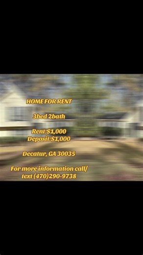 🏡✨ JUST LISTED & READY FOR YOU! ✨🏡 Looking for the perfect place to call home in Decatur, GA? This spacious 3 BED 🛏️ / 2 BATH 🛁 home is giving comfort, space, and location all in one! 😍 📍 2413 Leslie Brook Dr, Decatur, GA 30035 💰 Rent: $1,000/month 🔐 Deposit: $1,000 Whether you’re a family, roommates, or someone ready to upgrade their living space, this home checks ALL the boxes ✅ Spacious rooms, great layout, and a peaceful neighborhood just minutes from shopping, schools, and major hig