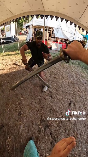 One of our Sword Masters demonstrates a unique form! Come and fight with us at your next Renaissance Festival! #SwordMastersChallenge #swordfighting #hema #renaissancefestival #larp #larptok #larpersoftiktok #hematok #renaissancefaire