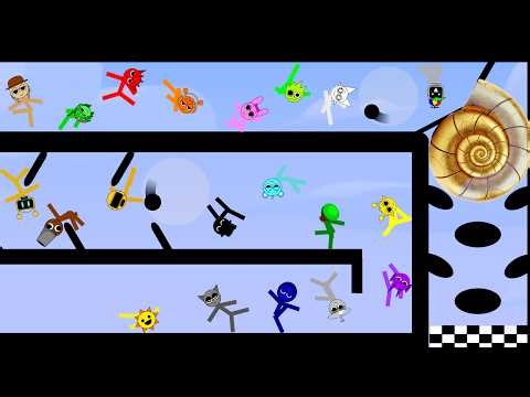 Incredibox Sprunki Race to Snail Shell Finish in Algodoo │ Level 64.