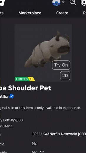 ( Limited UGC Item ) How To Get Appa Shoulder Pet ROBLOX ( 2024 ) DeanOfficial YT