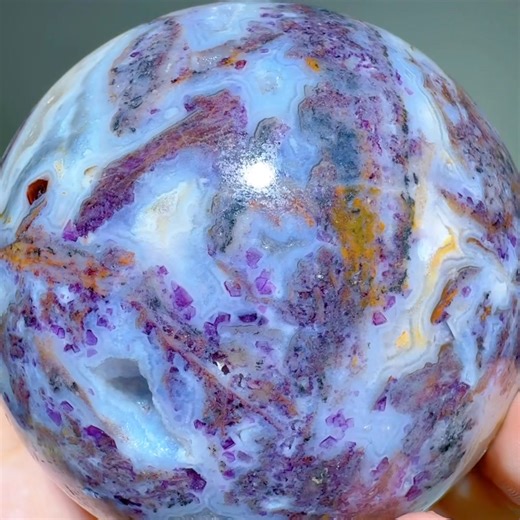 Purple fluorite with sphalerite geodes sphere | Rock's Rock Store