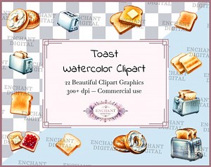 Toast Clipart - Watercolor Toast With Butter, Jam Spread, Avocado Toast Clipart Instant Download - PNG Graphics Bundle - Commercial Use - Etsy