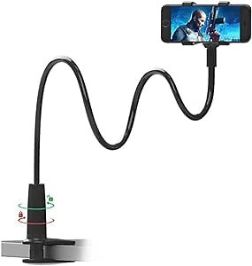 iLoveGift Phone Holder for Bed or Desk, Adjustable Cell Phone Stand with All Mobile Phone, Desk Accessories (Black)