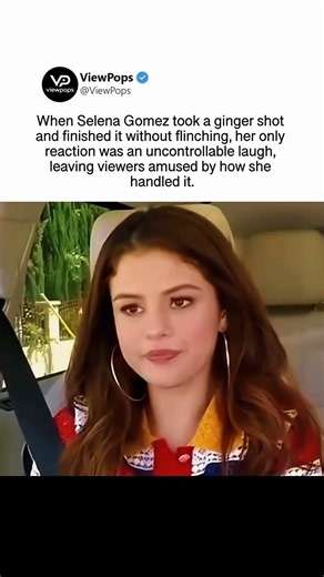 Selena Gomez takes a ginger shot without flinching and laughs it off #selenagomez