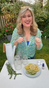 DIY Summer Bug Repellent •Mason Jars or glass vase •lemons & limes • Rosemary •water • a few drops of lemongrass essential oil •floating candle #hack #bugrepellent #candle | Jennifer Valentyne