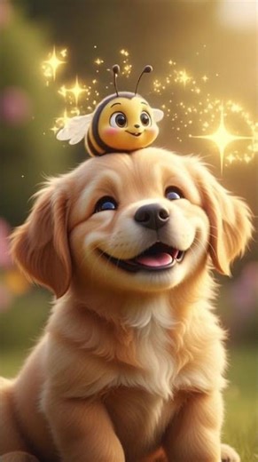 Cachorrito Golden y abejita : un brillo de amistad ✨🐝🐶 | Little Bee & Golden Puppy