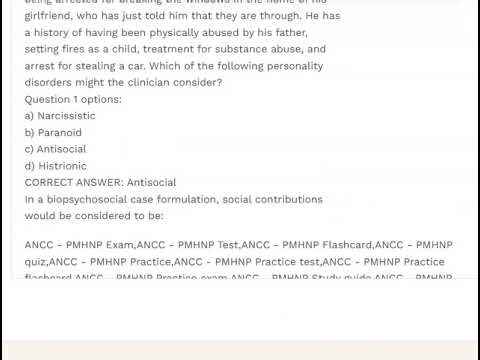 ANCC - PMHNP QUESTIONS AND ANSWERS