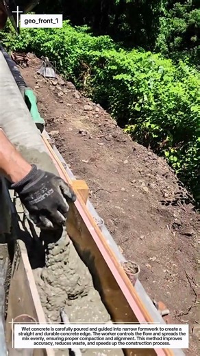 Perfect Concrete Edge Pouring Along Formwork | Clean and Efficient Construction Process