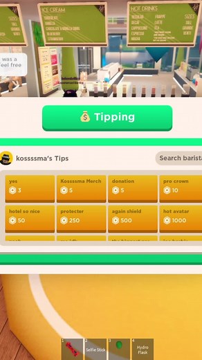 GAME NAME: VENTI CAFE How to setup the Tip Jar at Venti Cafe @venti_rblx #ventiroblox #VentiRoblox #earn #new #Roblox #tipjar #new #tutorial My username: kossssma