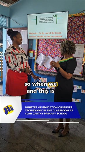 25 reactions | Bringing lessons to life with technology! Education Minister, Senator Dr. the Hon. Dana Morris Dixon, visited Clan Carthy Primary School on Wednesday (May 7) observing technology in action in Mrs. Francis’ Grade 4 classroom! From interactive Google Slides to engaging video tutorials, Mrs. Francis is using technology to bring lessons to life and keep her students actively learning. | Jamaica Information Service | Facebook