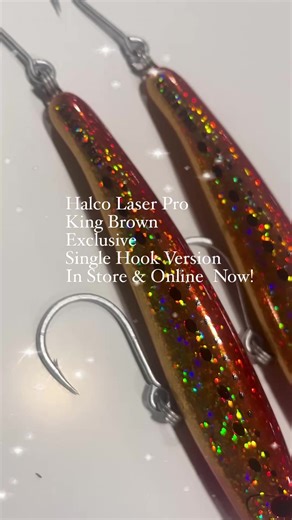 Halco Laser Pro Lures Legendary King Brown Colour Exclusive Single Hook Version https://www.rayannes.com.au/online-store/lures/halco-lures/halco-laser-pro-190dd-laser-190xdd-single-hook-series-23-95/ The Halco King Brown colour needs no introduction as its known Australia wide as one of the best colours to use on tuna! This colour has accounted for many fish over 100kg in Tasmania! Seeing customers in the shop purchasing these Halco lures plus the single hooks and split rings made me want to pro