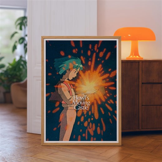 Howl's Moving Castle, Studio Ghibli Movie Poster, Anime Wall Art Illustration, Digital Download - Etsy