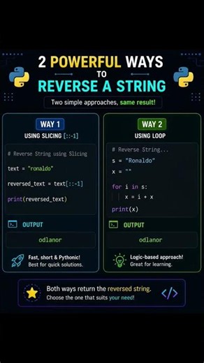 Reverse a String in Python Using Slicing & Loop | easy way to reverse the string #reverse #strings