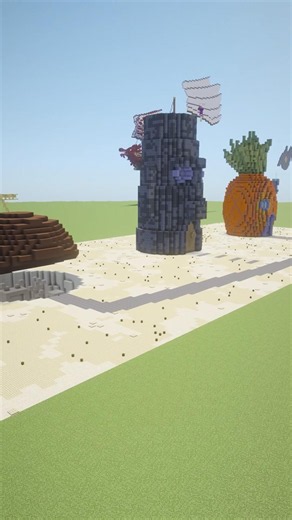 I built all of SpongeBob 🧽 #minecraft #minecraftbuilding #minecraften #minecraftshorts