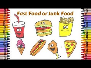 How to draw Fast Food or Junk Food | Art colors and creativity for kids | Learning How to Paint