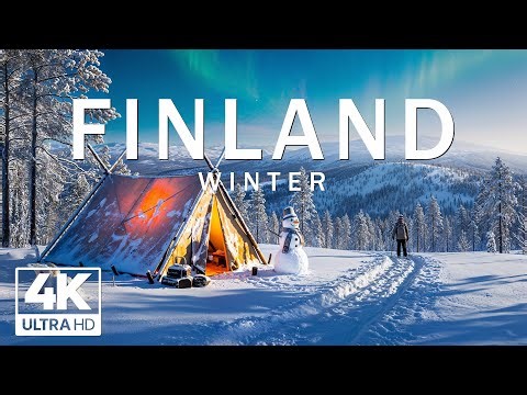 Finland Winter 4K – Snowy Lapland, Icy Rivers & Northern Lights