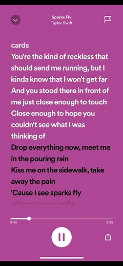 Sparks Fly - Taylor Swift | Lyrics Audio