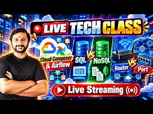 LIVE TECH CLASS 🔴 | Cloud Composer & Airflow SQL vs NoSQL | Router vs Port | Kaashiv Infotech Course