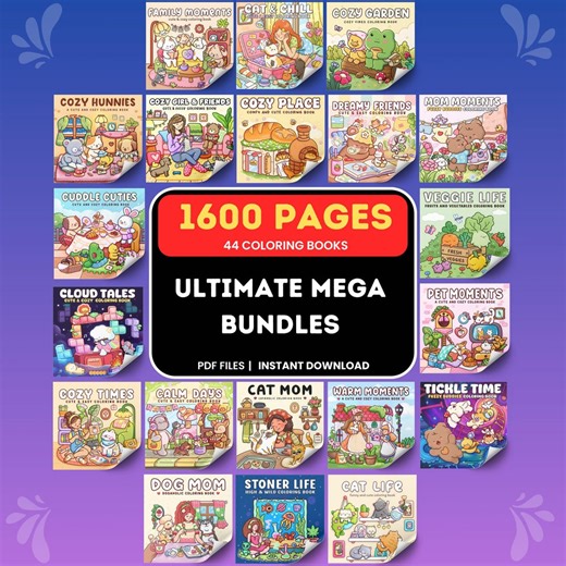 Coloring Book Ultimate Bundle Bold and Easy for Kids and Adults, Cute PDF Printable Coloring Pages, Comfy and Cozy Digital Download - Etsy