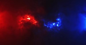 Abstract fire and ice background. Blue and red energy rays mixing together. Fire versus ice