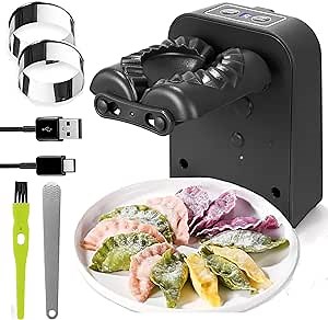 CERCI - Electric Dumpling Maker Machine. Ultimate Kitchen Bundle with USB-C Charger Cable, Press Molds, Brush, and Spoon - Effortless Dumpling Creation!