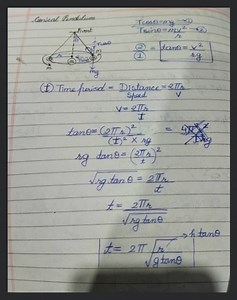 Conical Pendulum \begin{array}{l}\frac{T \cos \theta=m g}{T \si... | Filo
