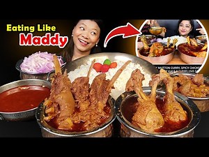 Eating Like Maddy🤤Spicy Mutton Curry, Spicy Chicken Curry, Spicy Chicken Kaleji ​⁠​⁠‪@MaddyEats‬