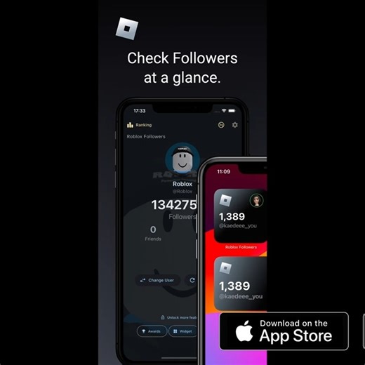 iOS App | Roblox Followers on Instagram: "[App] Let's Track Roblox Followers As a Home Widget, Track fans on your home screen Track fans on your home screen https://apps.apple.com/app/id6502559816 Get ready to make your Roblox life even more fun! With the "Roblox Follower Tracker Widget," you can see how many fans you have without even opening Roblox! It's super easy and really fun! Key Features: Real-Time Updates: See how many people are following you, live! Cool Widgets: Customize your widget