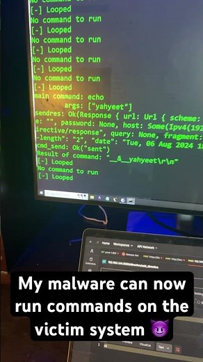My Rust malware functions as a Remote Access Trojan (RAT) now #malware #infosec #cybersecurity