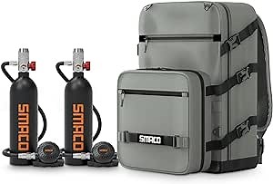 SMACO Mini Scuba Tank 1L Portable Diving Tank (2 Pcs) Reusable Scuba Pony Bottle for Underwater Exploration Lung Air Tank Kit Diving Cylinder Family and Buddy Kit for Boat Cleaning Rescue S400