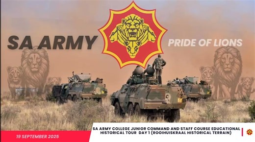 13K views · 180 reactions | WATCH || SA Army College Junior Command and Staff Course (JCSC) Class Educational Historical Tour Day 1 || Rooihuiskraal Historical Terrain. Footage by SA Army Corporate Communication. #SANDF #SAArmy #PrideOfLions #SAMilitaryHeritage #HeritageMonth2025 | SA National Defence Force | Facebook