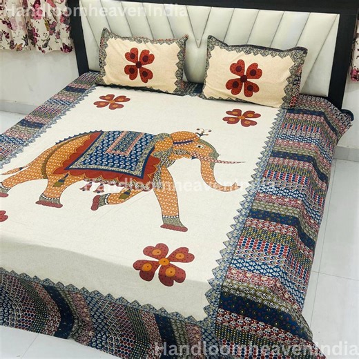 Buy King Size Cotton Bedsheet Set Indian Barmeri Print Ethnic Bedding Collection Online in India - Etsy