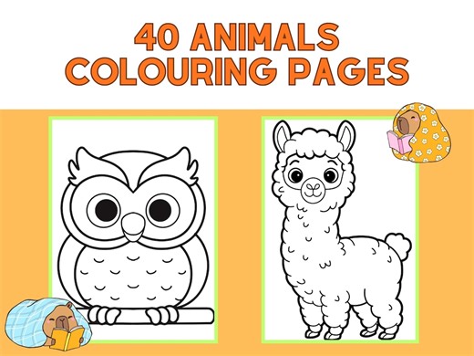 40 Animal Coloring Pages for Kids – Printable Digital Coloring Book - Etsy Canada