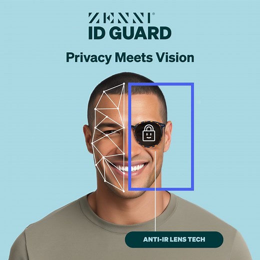 The EyeQLenz™ with Zenni ID Guard reflects infrared light to help reduce unwanted tracking—plus UV, blue light, and light-adaptive protection. | Zenni Optical