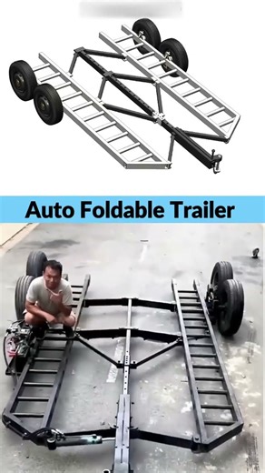 Auto Foldable Trailer || Smart Mechanical Design Explained || Mechanical Encyclopedia #shorts