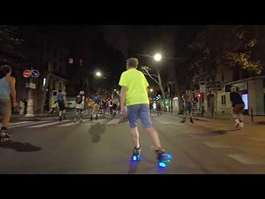 Roller blading in Paris at night