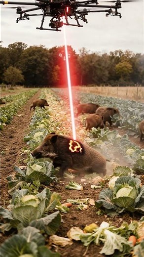 🔴 Laser Strike on Crop-Raiding Boar – It Howls, Kneels, and Collapses!