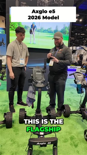 BigHornGolfer.com on Instagram: "This is the Axglo e5 — the flagship electric push cart from Axglo, and one golfers have loved for years. The follow mode still works terrific, but one of the smartest updates for 2026 is on the handlebar. There’s now a power button above the screen. To use power assist, all you do is: • Double tap the power button • The hand icon pops up • Boom — you’re in hand mode Want it faster? Turn the dial clockwise. Want to slow it down? Turn it counterclockwise. Simple. C
