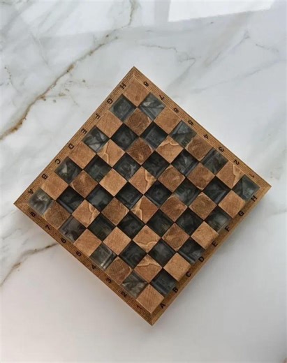 Money Style Epoxy Resin Chess Set, Oak & Ash Wood Chessboard With Dollar Design, Luxury Handmade Chess - Etsy